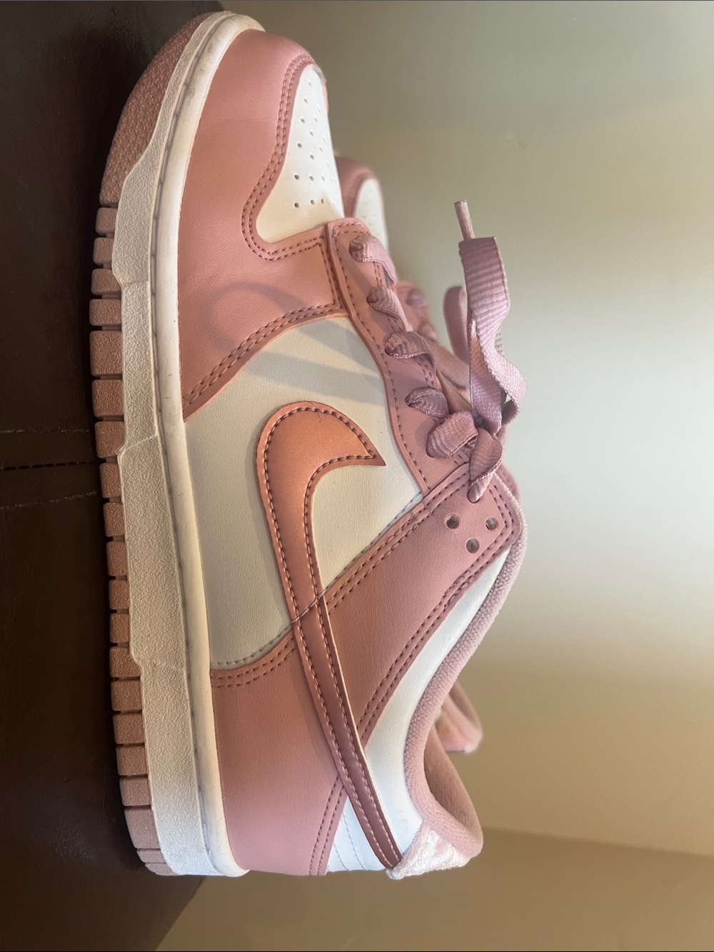 Nike Dunk Low-Top Sneakers in Pink and White 6.5Y